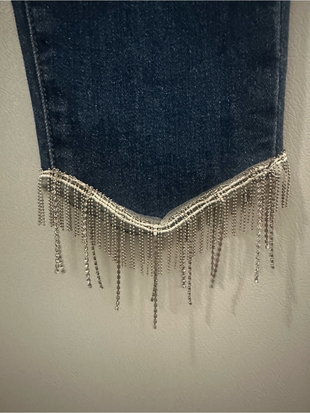 Risen Rhinestone Fringe Jeans Western Glam Raw Hem Ankle Bling Denim Size 9/29 - Picture 5 of 9